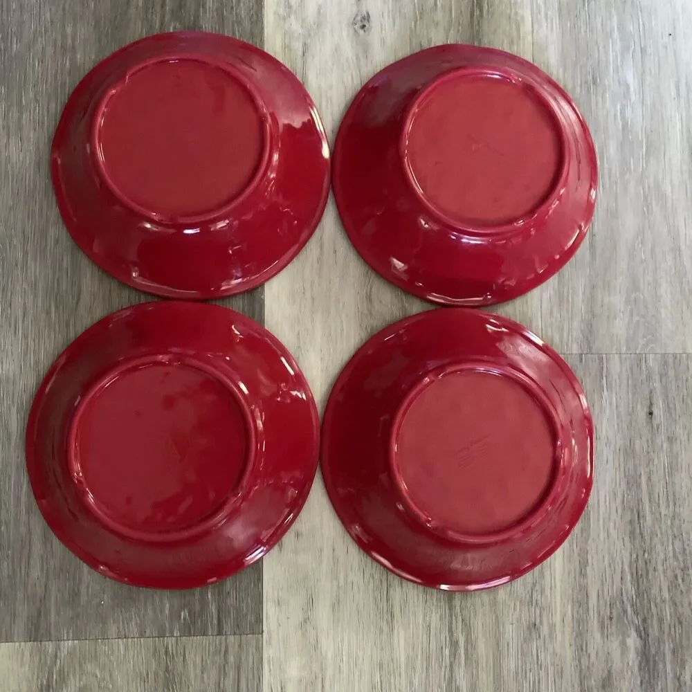 Tommy Bahama Melamine Red Salad Pasta Soup Bowls 7” Round Set of 4